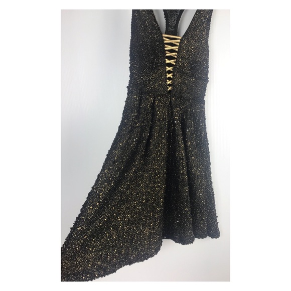 Angel Biba LF Black & Gold Metallic Textured Dress - Picture 7 of 7